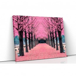 Tablou canvas alee pomi cu flori roz