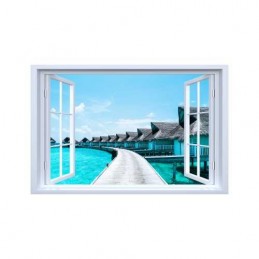 Sticker decorativ fereastra fantezie 3D resort Maldive