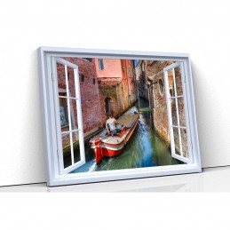 Tablou canvas fereastra gondola canal Venetia