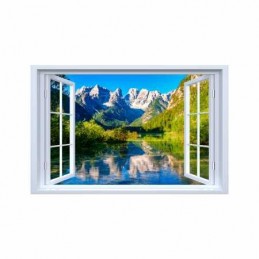 Sticker decorativ fereastra fantezie 3D muntii Dolomiti, Tirol Italia